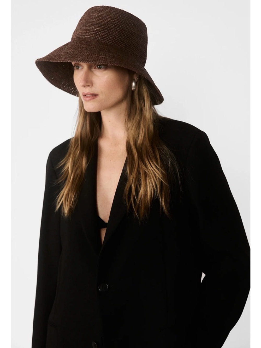 Janessa Leone FELIX Chocolate Brown Crochet Bucket Hat